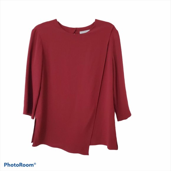 M.M. Lafleur Bourgeois Top Blouse Red Wrap Small - Picture 1 of 11
